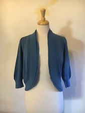 Betty Jackson Black, Blue Cotton Knit-3/4 Sleeve-shrug Cardigan Jacket. 14 New