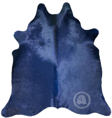 Real Cowhide Rug Royal Blue Dyed  - Size 6x7'