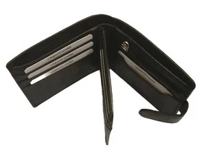 MEN'S GENUINE LEATHER WALLET WITH COIN ZIP POCKET BLACK ( MODEL  AVG 10 )