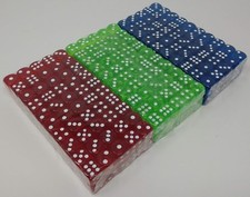 Pack of 100 Dice standard 16mm size 3 translucent colors available 