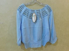 DESIGNER ZUCAR New Womens Blue TOP  3/4 SLEEVE  AZUCAR __ NWT R10E3