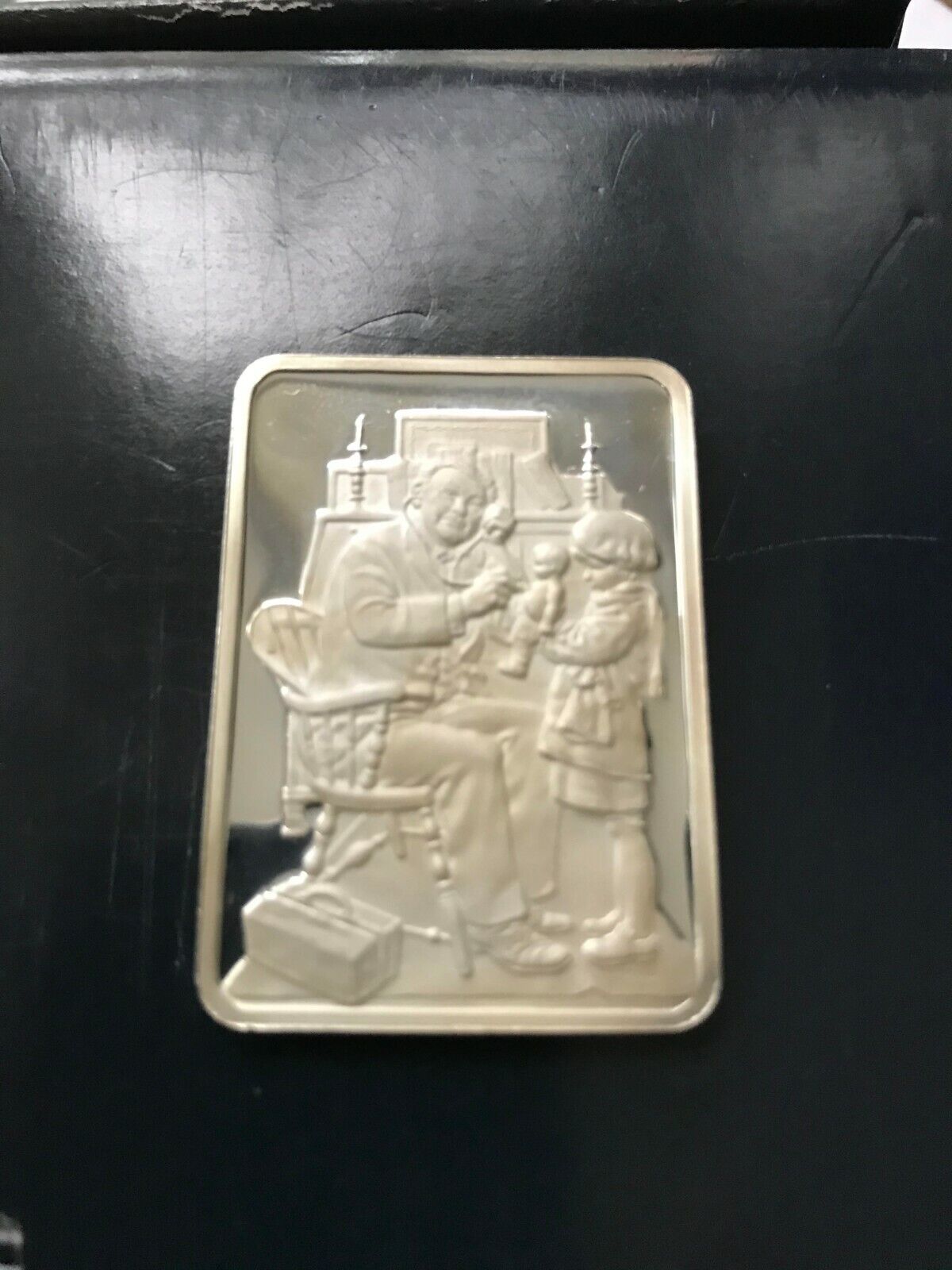 USA NORMAN ROCKWELL DOCTOR AND DOLL 999 SILVER ART BAR 1 TROY oz
