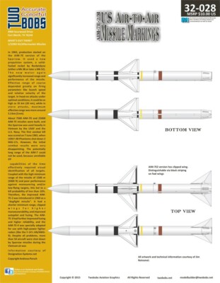 TB32028 Two Bobs Decals 1:32 U.S. AIM-7 Sparrow Air-to-Air Missile Markings