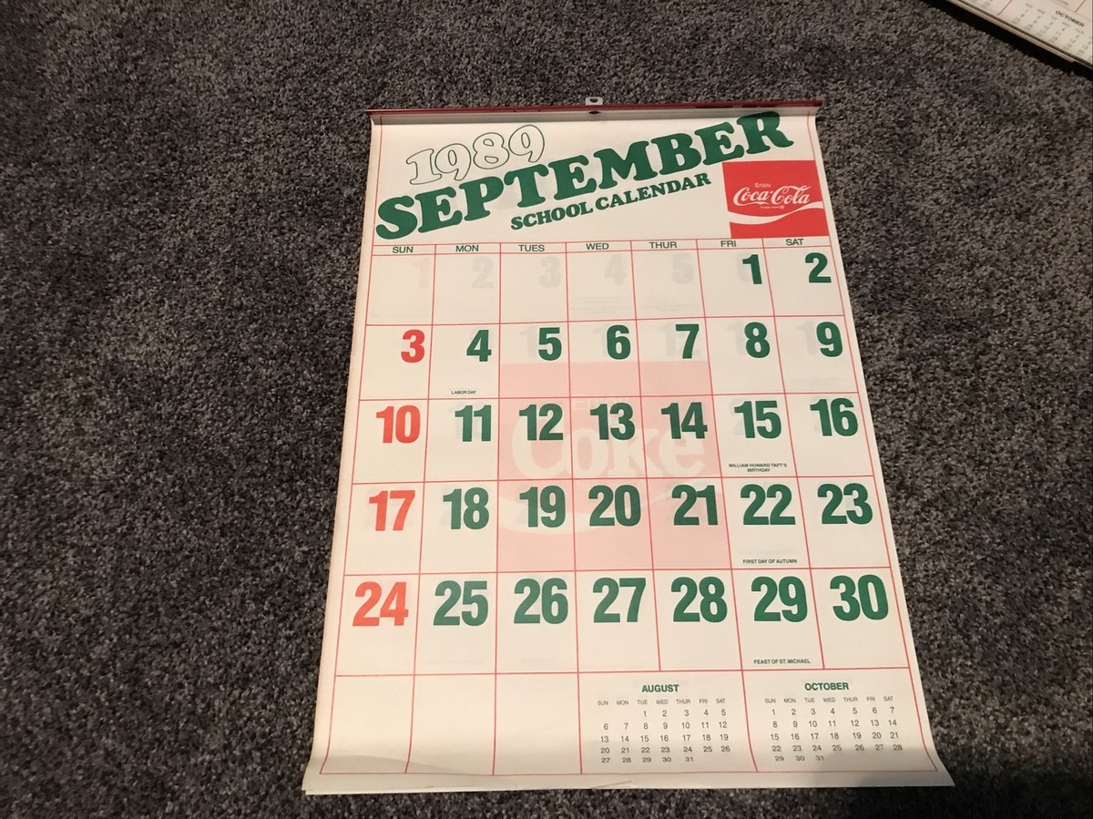Vintage 1989/90 Coca Cola School Calendar 19' x 13' | eBay