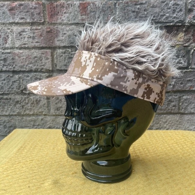 Army US Desert AOR1 Camo Hat Wig, Funny Fur Fabric Novelty Peaked