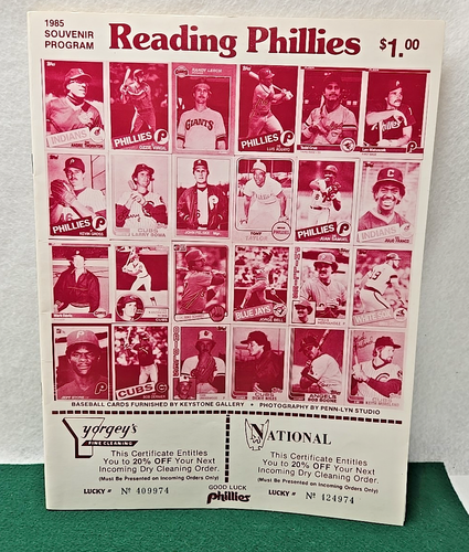 1985 Reading Phillies Spiel Minor League Baseball Spiel Programm - Bild 1 von 3