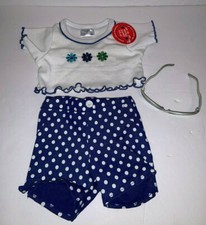 NEW NWT Build A Bear Blue White Short Outfit with sunglasses