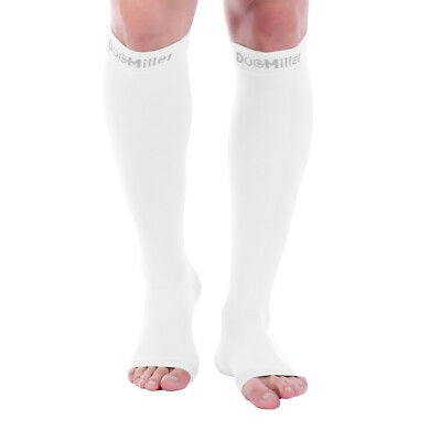 Doc Miller Calf Compression Stockings OpenToe 15-20mHg Sleeves For Varicose Pain