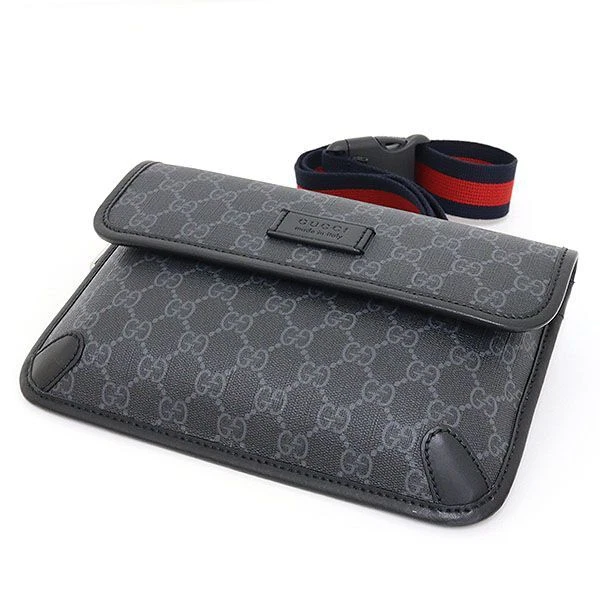 Sac ceinture Gucci GG Sprem noir gris bande Web authentique rang S occasion