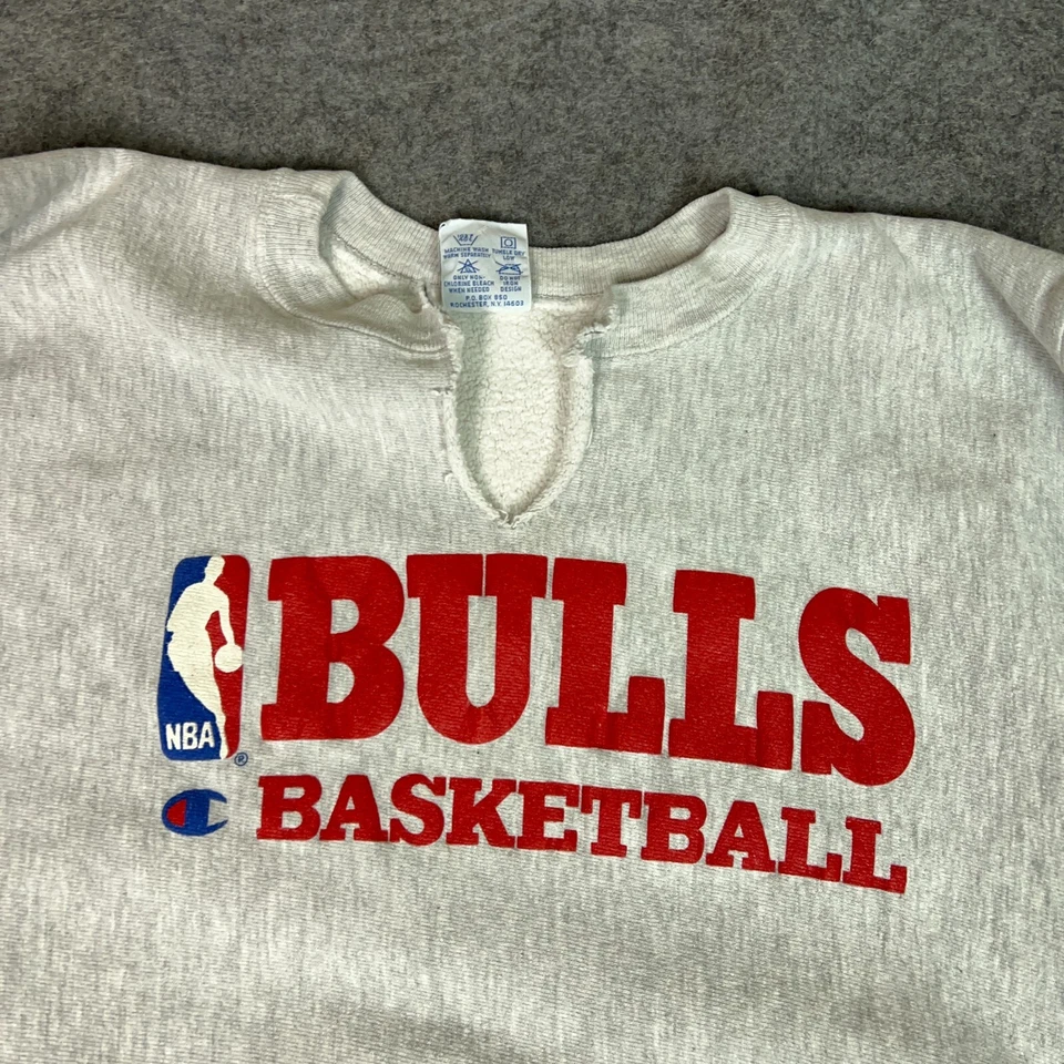 Vtg Chicago Bulls Mens Sweatshirt Large Gray Champion Reverse Weave Basketball - Image 2 of 4