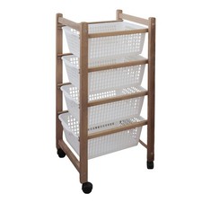 Carrello 4 cesti legno noce 36x30x82 cm colore assortito usato come nuovo