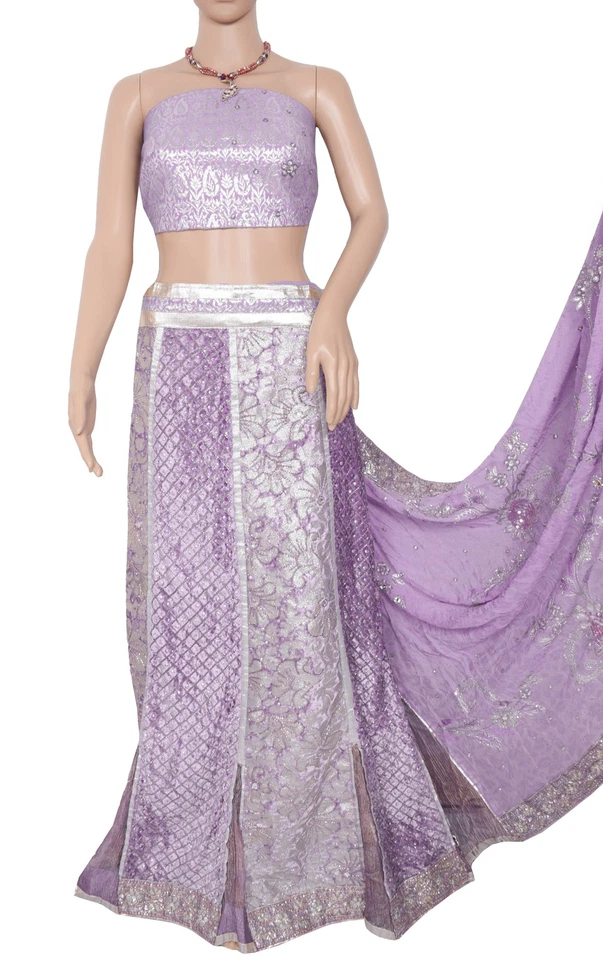 Sushila Vintage Lavender Designer Saree Georgette Silk Sari with Blouse Fabric - Image 4 of 4