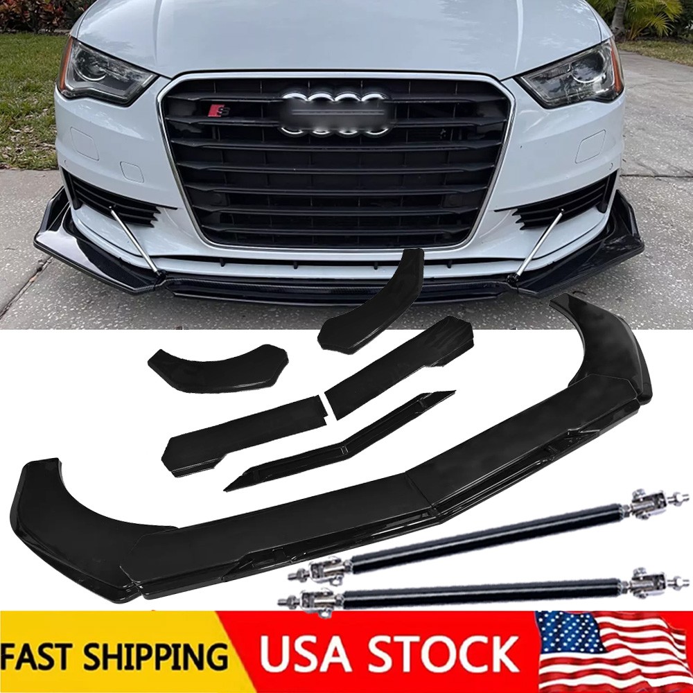 Front Bumper Lip/ Splitter Spoiler Glossy Black Body Kit For AUDI A3 A4 A5 A6 A7