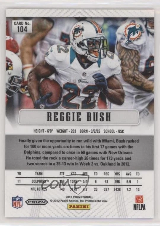 2012 Panini Prizm Retail Green Prizm Reggie Bush #104 - Image 2 of 2