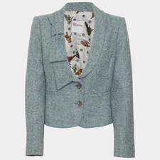 RED Valentino Blue Wool Blend Cropped Blazer S