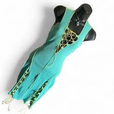 Fashion Nova Turquoise Ribbed Lace-Up Bodycon Dress Sleeveless Size S