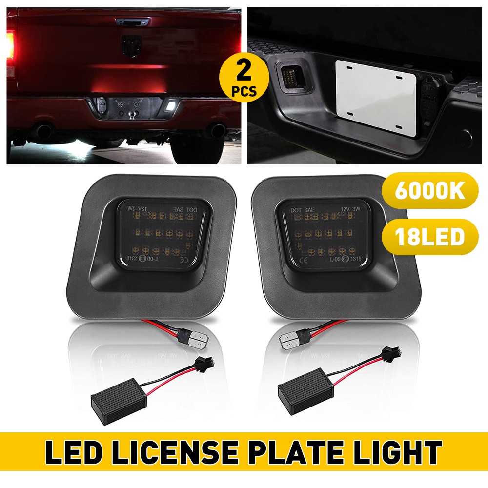 LED License Rear Plate Lights For Dodge 03-18 Ram 1500 2500 SMOKED 3500 LENS EXD