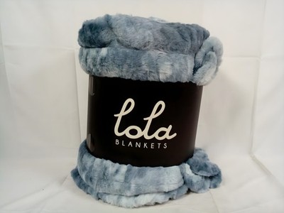 Lola Blankets Faux Fur Throw 60x72 Slate Blue