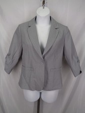 Elleven Gray Ruched 3/4 Sleeve Blazer Jacket Size Medium New
