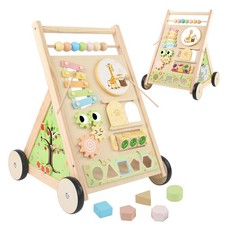 Wooden Baby Walker with Wheels Baby Push Walker for Boys Girls 6-12 Months Wo...