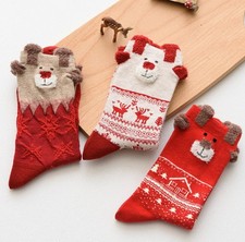 3 Pack Women's Christmas Socks - Soft Knit Winter Warm Socks