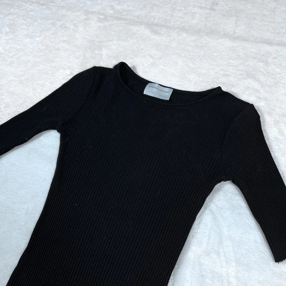 Женская блузка Michelle By Commune укороченный топ X-Small черная ребристая эластичная Y2K - Изображение 3 из 4