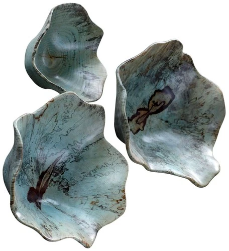 Uttermost Teo 3-Piece Caribbean Blue Wood Wall Art Set - Picture 2 of 6