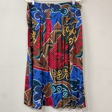 Vintage Sag Harbor Skirt Sz L Pleated Artsy Boho Floral Abstract Print Midi 90s