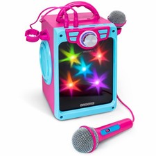 Rechargeable Karaoke Machine for Kids, Pink Portable Set, Gift