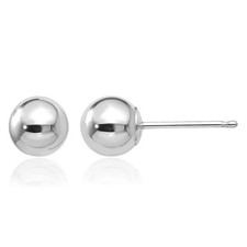 14K Solid White Gold 5mm Ball Stud Earrings