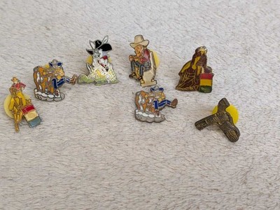 Vintage Western Cowboy Enamel Pins Lot MASCO Taiwan Rodeo Collectible