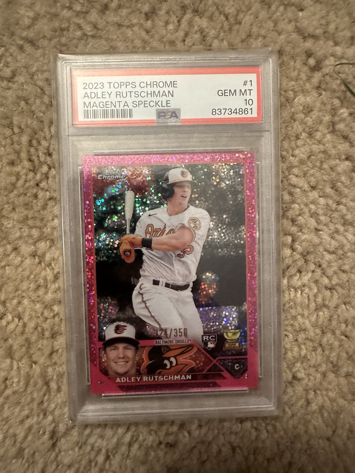 2023 Topps Chrome - Adley Rutschman #1 Magenta Speckle Refractor /350 (RC)