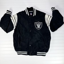 Vintage Oakland Raiders NFL Suede Leather Varsity Jacket Men s L Official Black