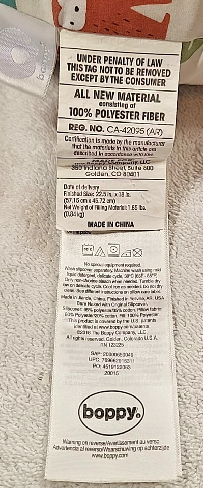 Boppy Nursing Pillow Jungle Animals Print Baby Support Cushion 22.5"x18" - Image 3 of 4