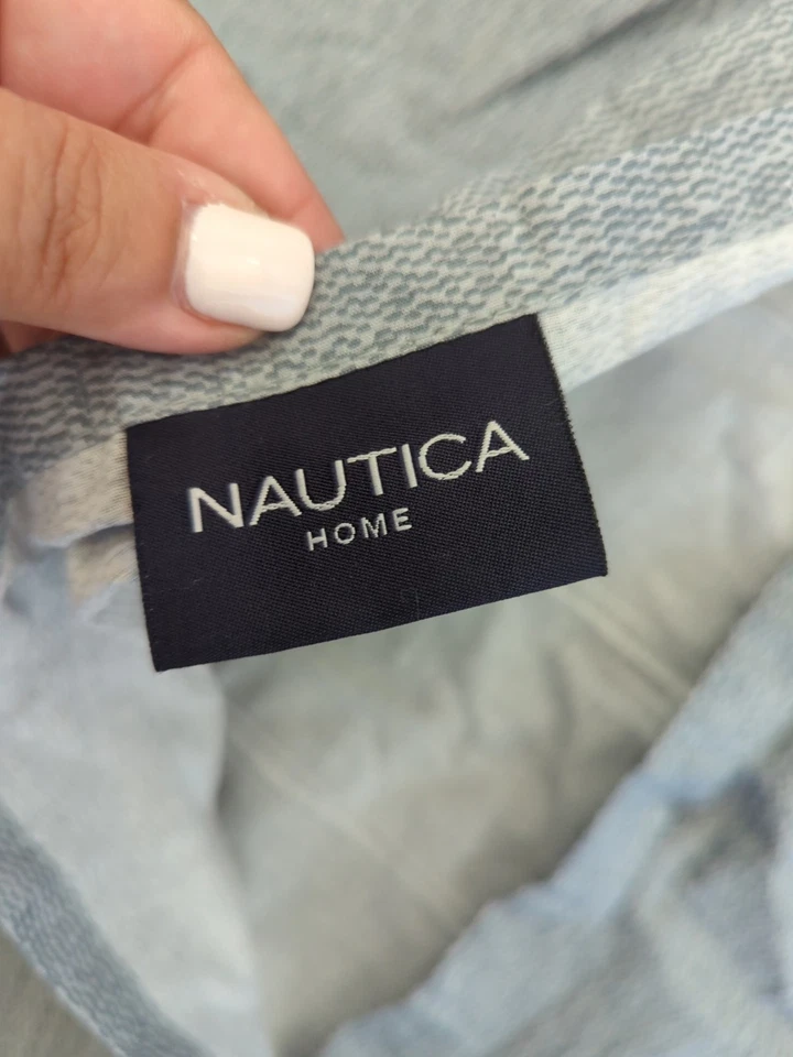 Set Of 2 Nautica Home Euro Shams Blue Gray White 100% Cotton - M44 - Image 4 of 4