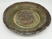 Vintage Ottoman Bronze/Copper Sahan Bowl with Green Patina Signed 11"