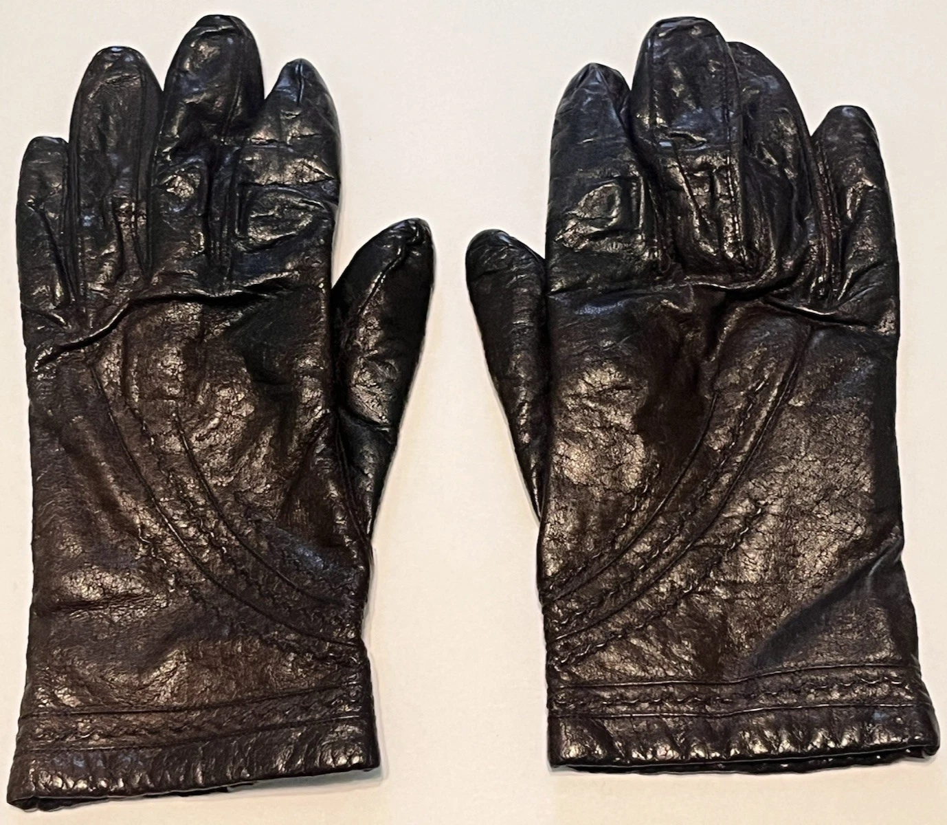 FOWNES Brown Genuine Leather Dress Gloves with Decorative Stitching Size 6.5