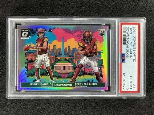 2024 Donruss Optic Jayden Daniels/Terry Mclaurin #11 Downtown Duos RC SSP PSA 10