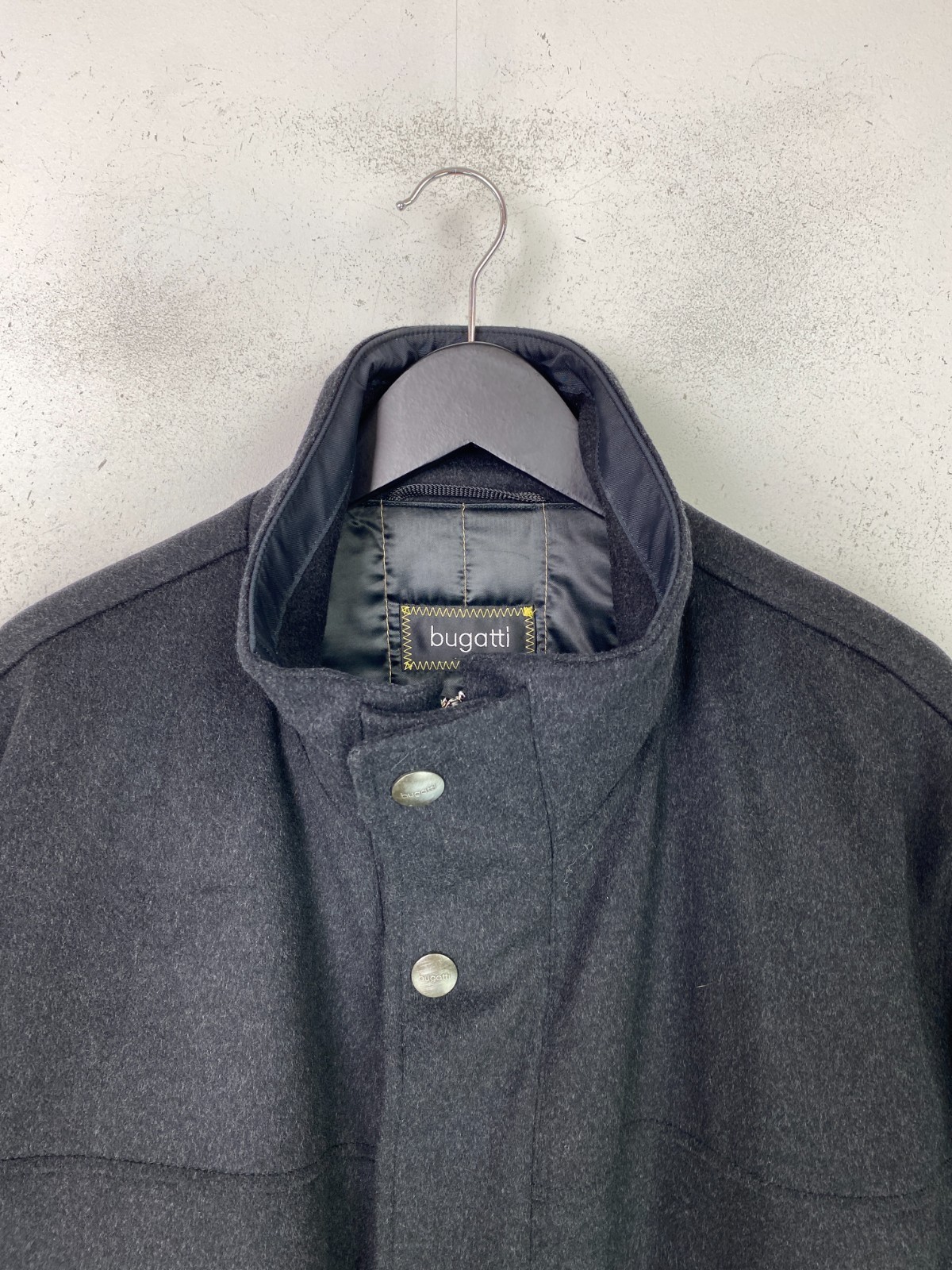 Bugatti Dark Grey Plain Coat Casual Button Front Wool Cashmere Blend UK 48R image 2