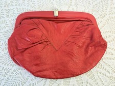 Vintage 70s-80s Red Genuine Leather clutch bag Made in Italy