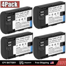 4x Replacement Battery for Canon LP-E6 LP-E6N LC-E6 & Canon EOS 6D Mark II III