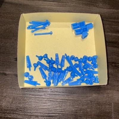 Vintage 1974 King Oil Board Game Pieces Parts Caps Sheds Pipelines Derricks Blue