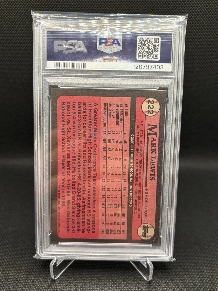 1989 Topps #222 Mark Lewis PSA 9 - Bild 2 von 2