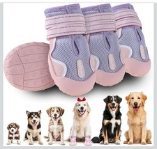 Dog Shoes for Large Small Medium Dogs - Breathable Dog Boots Pink Purple 8