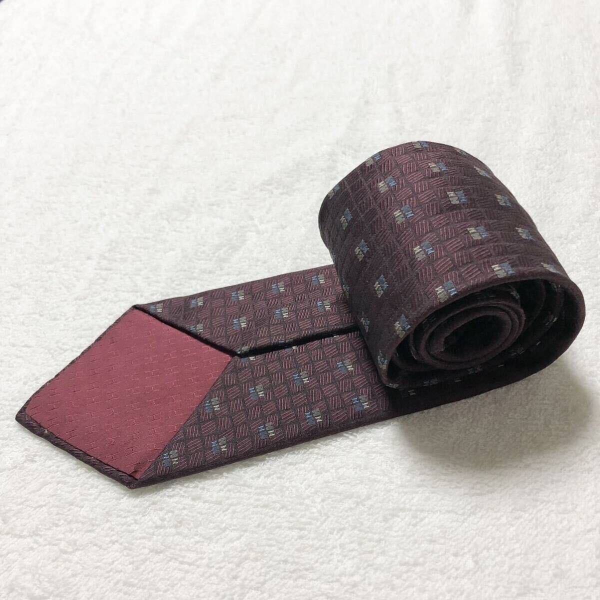 HERMES Tie H Pattern Check Allover Pattern 100 Si… - image 3