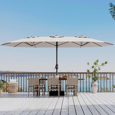 15FT Large Patio Umbrellas with Base Included, Double-Sided Rectangular Outdoor