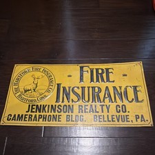 Hartford Fire Insurance Jenkinson Realty Metal Sign Bellevue PA