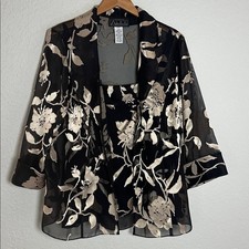 Alex Evenings Black Gold Shimmer Jacket Tank 2 piece Set Formal Wedding 1X