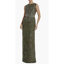 Mac Duggal Sequined High Neck Sleeveless Column Gown Prom Dress Olive Green 12