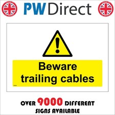 Image of SIGN Beware Trailing Cables Caution Hazard Electrical Injury Work Falling WS584F